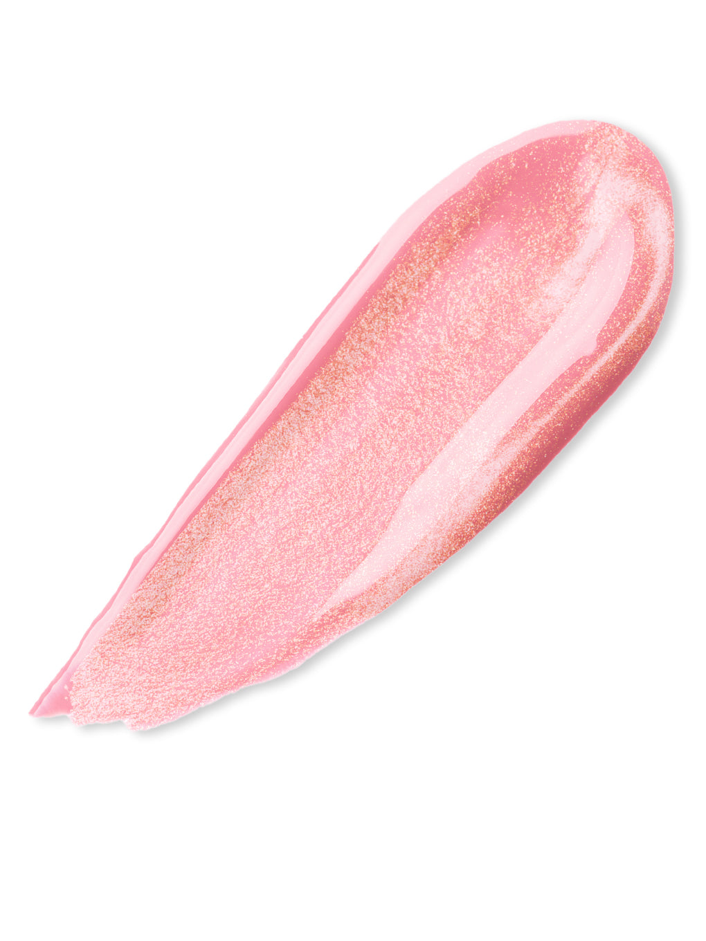 Pink opal shimmer -- nourishing golden pink lip oil swatch on white background