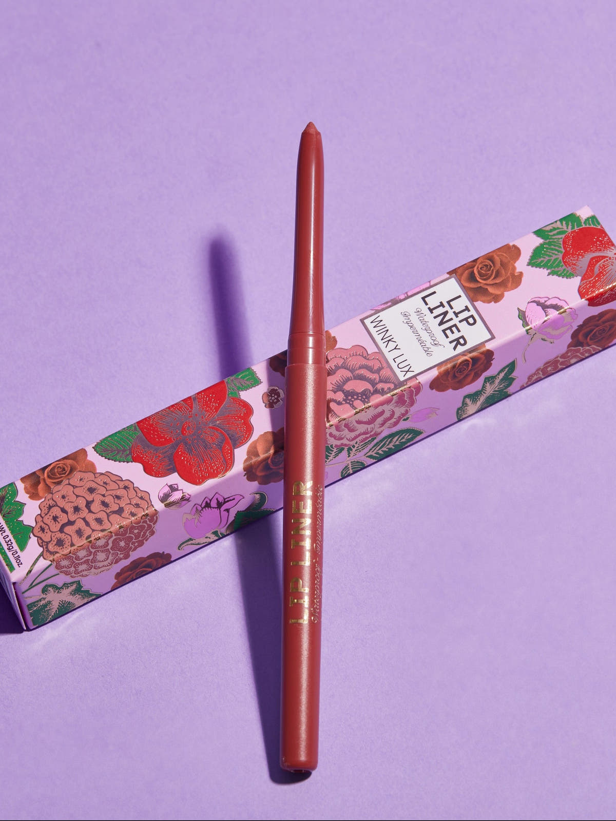 meow -- waterproof lip liner purple background