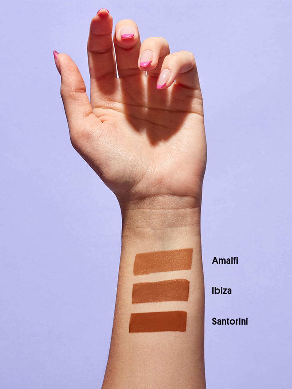 amalfi -- brewtiful trio3 shades of cheeky rose liquid contour sculpt swatched on wrist