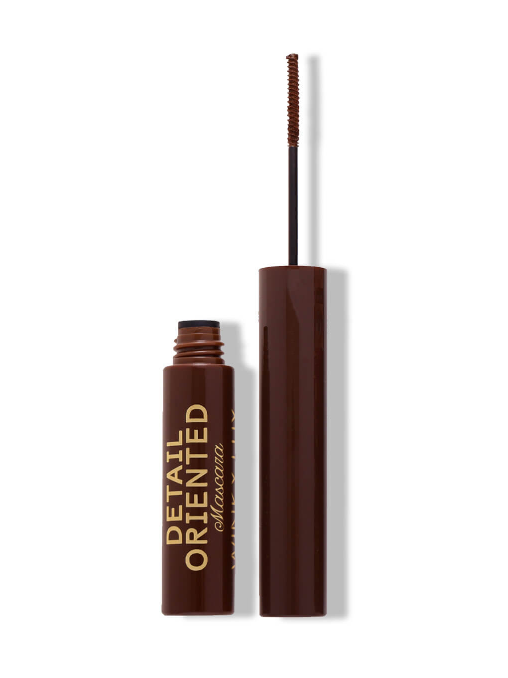 Chocolate -- detail oriented mascara on white background