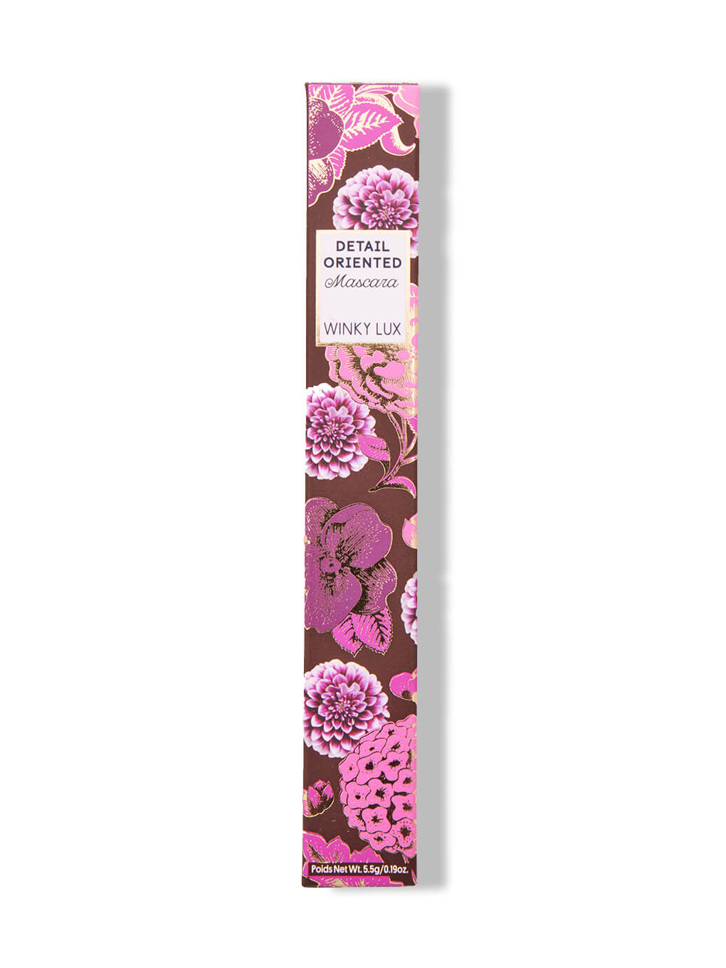 Chocolate -- detail oriented brown mascara in box on white background