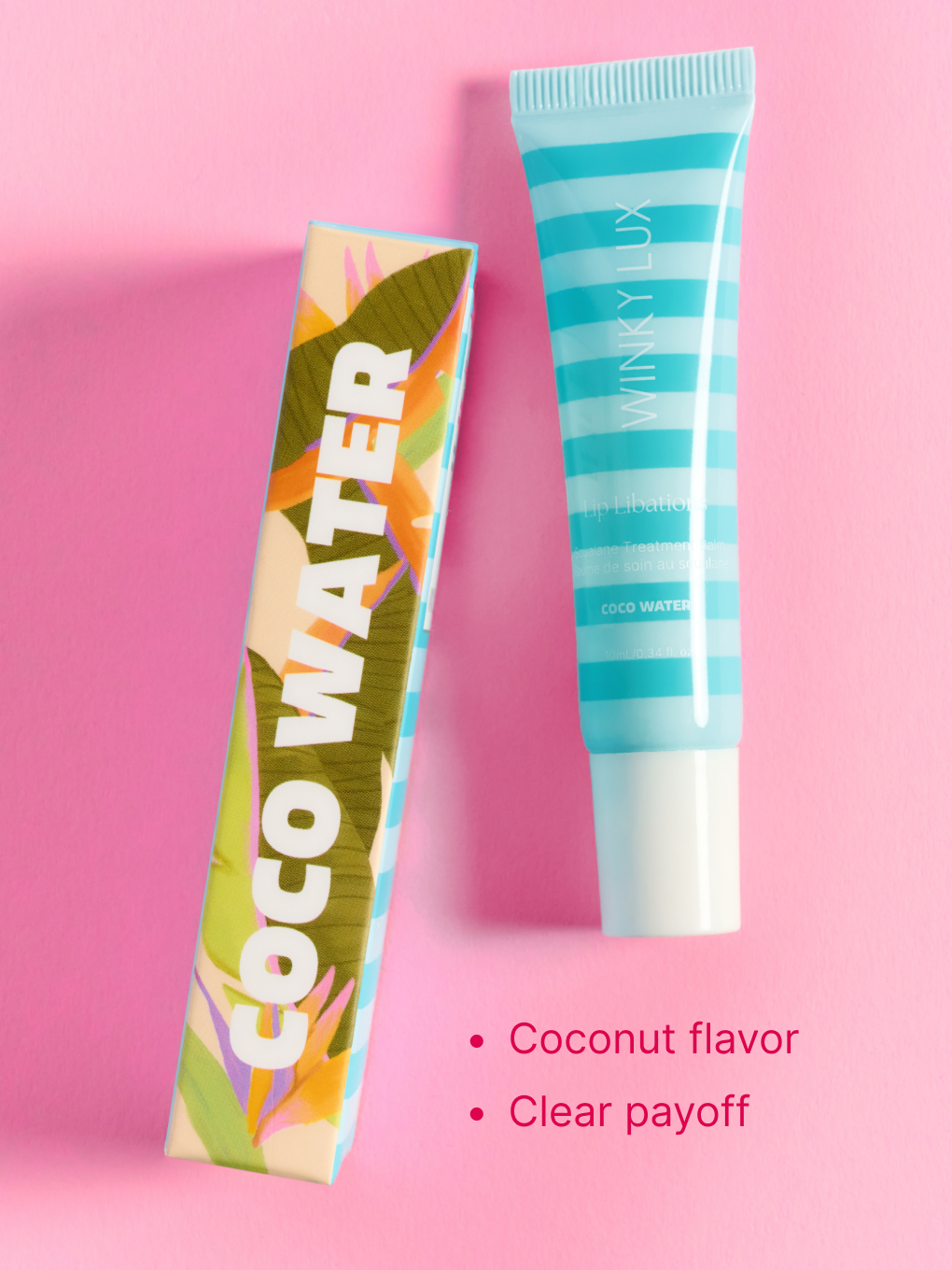 coco water -- product with box on pink background