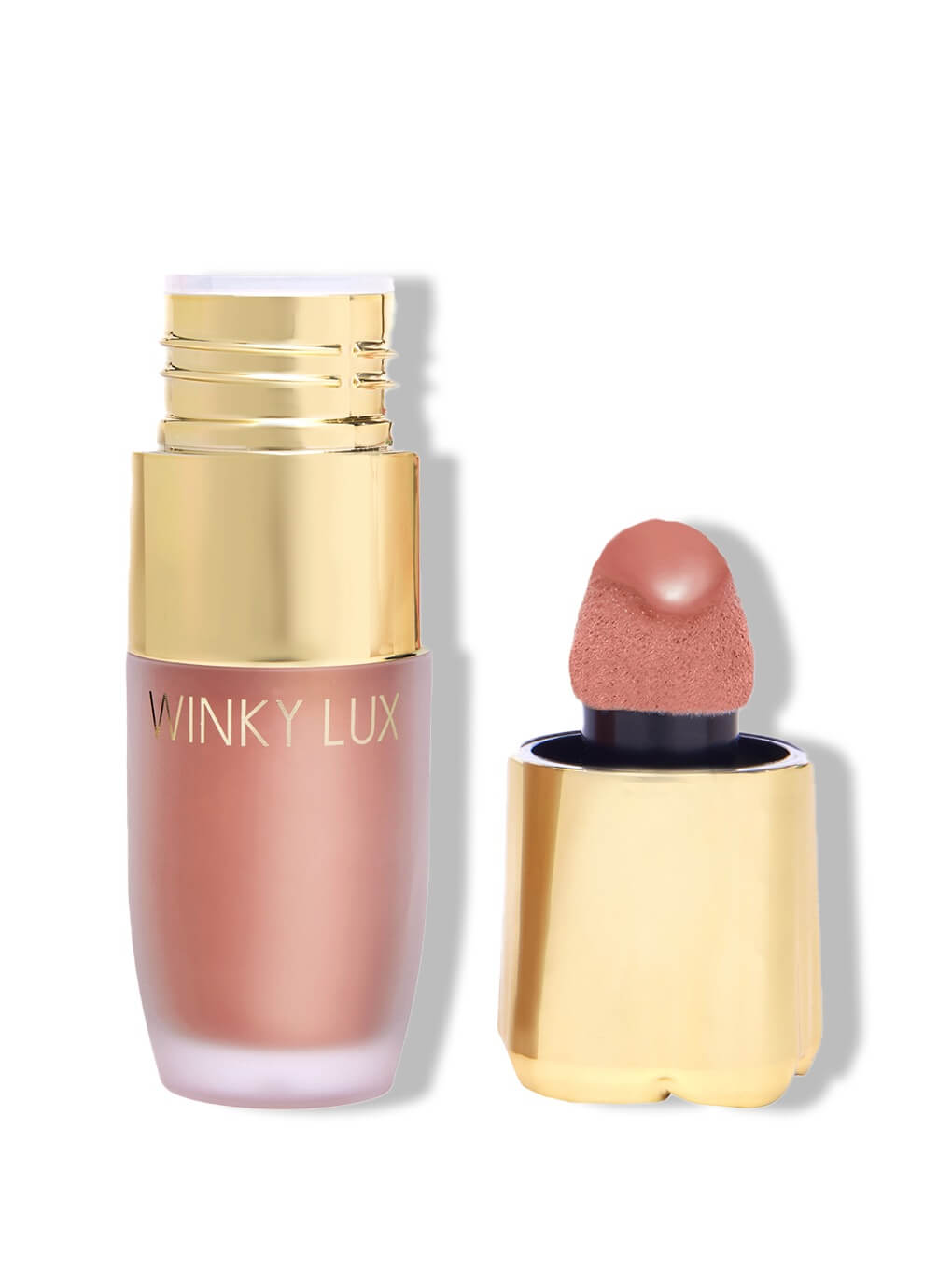 Nova -- cheeky rose liquid highlighter with cap next to on white background