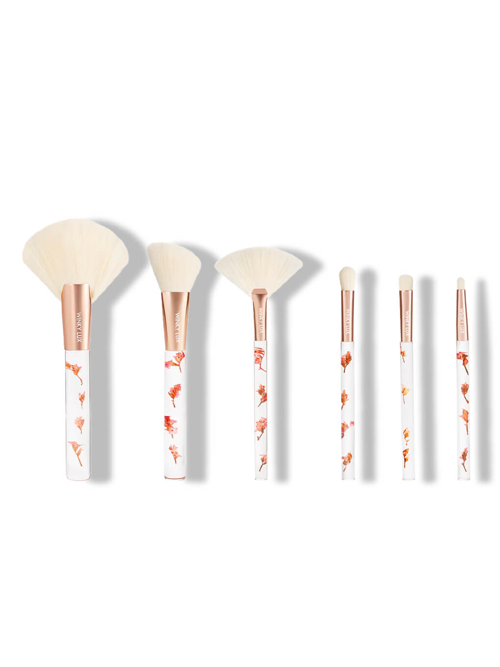 forever flower makeup brush 6 piece set on white background