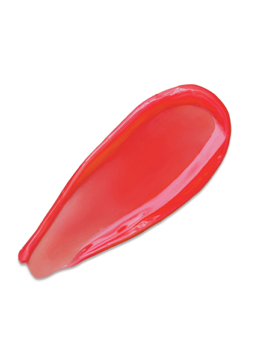 Juicy -- bright pink lip oil swatch on white background