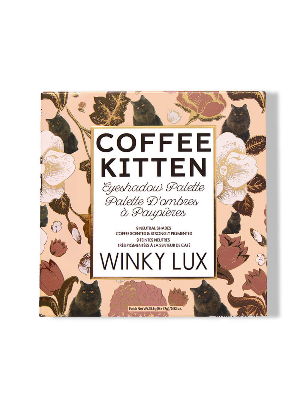 coffee kitten neutral eyeshadow palette in box on white background