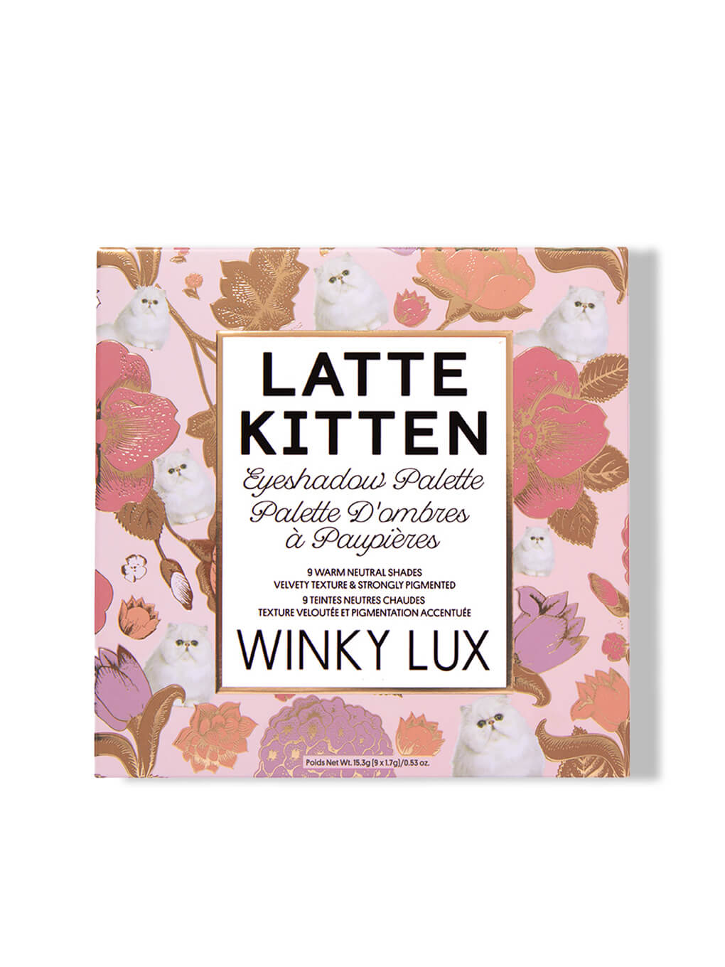 latte kitten neutral eyeshadow palette in box on white background